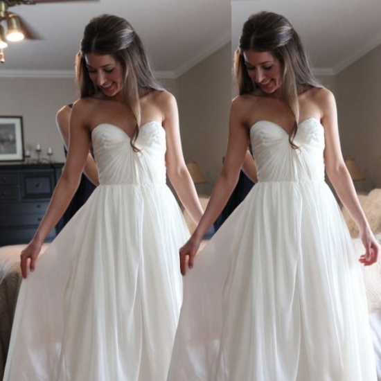 Simple Floor Length Sweetheart Beach Wedding Dresses - Click Image to Close
