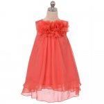 Cute Knee Length Coral Flower Girl Dresses with Flowers