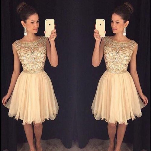 Stylish Bateau Short Homecoming Dresses with Beading Under 100