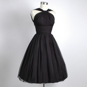 Vintage Straps Knee-Length Black Homecoming Dresses Ruched