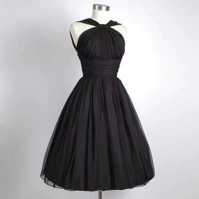 Vintage Straps Knee-Length Black Homecoming Dresses Ruched