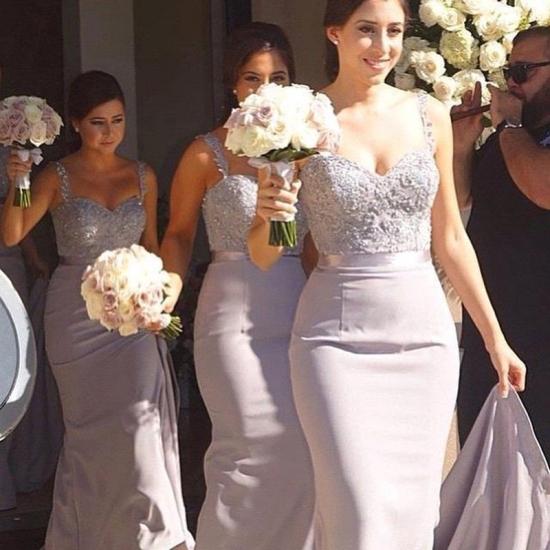 Glamorous Lavender Bridesmaid Dress - Mermaid Sweetheart Sweep Train with Beading - Click Image to Close