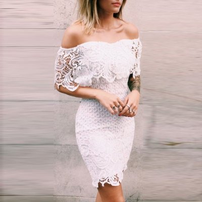 Tight Strapless Short White Lace Homecoming Cocktail Dress with Ruffles