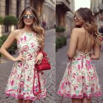 A-Line Spaghetti Straps Short Ivory Floral Lace Homecoming Dress