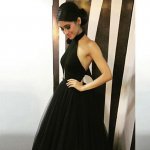 A-Line Halter Backless Floor-Length Black Tulle Prom Dress