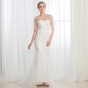 Mermaid Sweetheart Backless Sweep Train Wedding Dress with Sequins