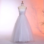 A-Line Strapless Floor-Length Wedding Dress with Appliques Sequins