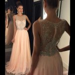 High Quality Long Prom Dress - Scoop A-Line with Beaded