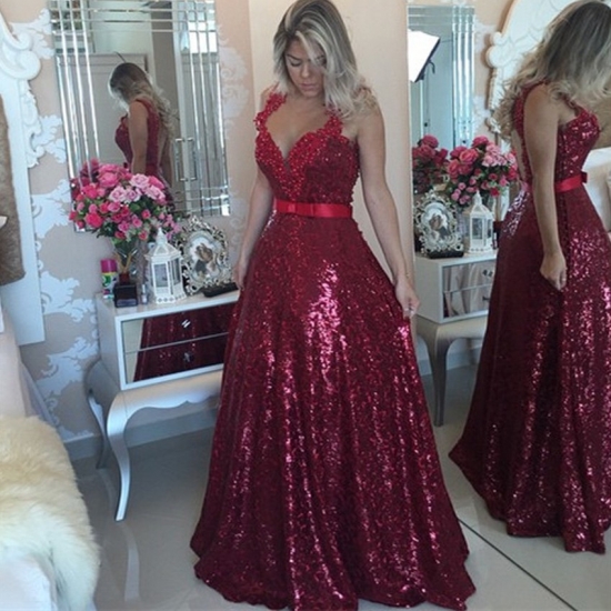 High Quality Prom Dress - Dark Red Princess Straps Backless with Sash - Click Image to Close