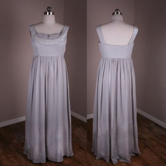 Beautiful Grey Floor-Length Plus Size Mother of the Bride Dresses - Click Image to Close