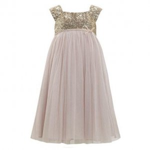 Elegant Gold Sequins Empire Flower Girl Dresses with Bowknot