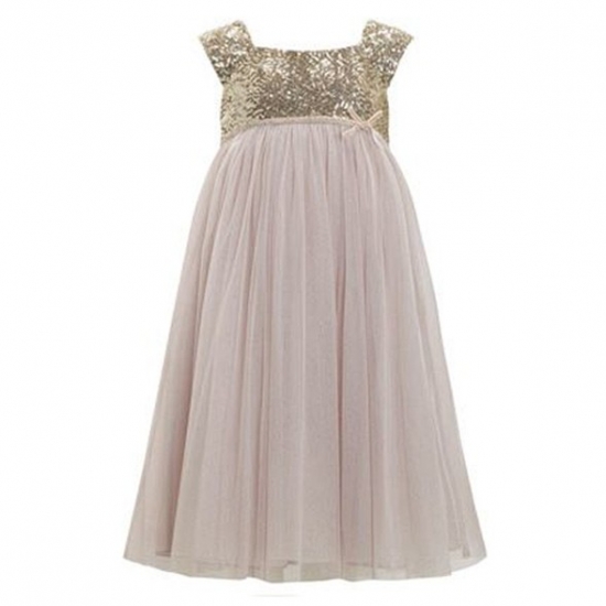 Elegant Gold Sequins Empire Flower Girl Dresses with Bowknot - Click Image to Close