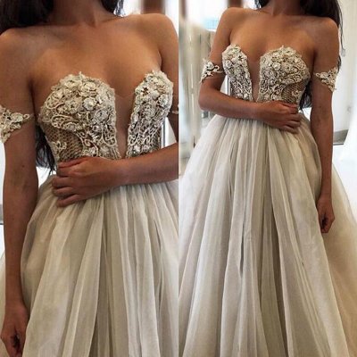 Stylish Sweetheart Long Wedding Dress with Appliques Flowers