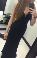 Modern Black Prom Dress - V-neck Sleeveless Sheath Sweep Train with Sequins