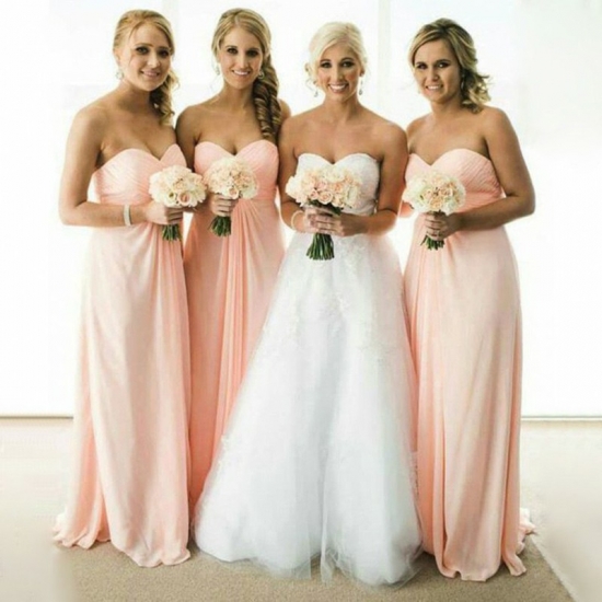 A-Line Sweetheart Floor-Length Chiffon Bridesmaid Dress with Ruffles - Click Image to Close