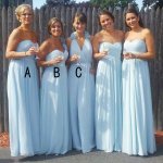 A-Line Sweetheart Floor-Length Blue Chiffon Bridesmaid Dress with Ruffles