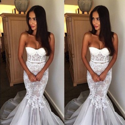 Sexy Sweetheart Long Mermaid Wedding Dress with Appliques