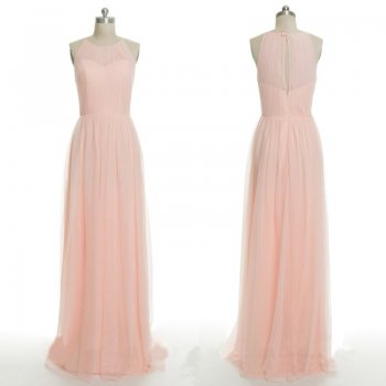 New Arrival Floor Length Jewel Sleeveless Bridesmaid Dress