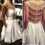 Timeless Jewel Cap Sleeves Short White Homecoming Dresses with Pearls