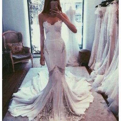 High Quality Sweetheart Long Mermaid Wedding Dress Bridal Gowns with Lace