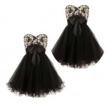 Sweetheart A-Line Empire Satin Short Black Prom Dress With Beading Sequins