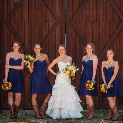 Knee Length Chiffon Bridesmaid Dress - Royal Blue A-Line Sweetheart