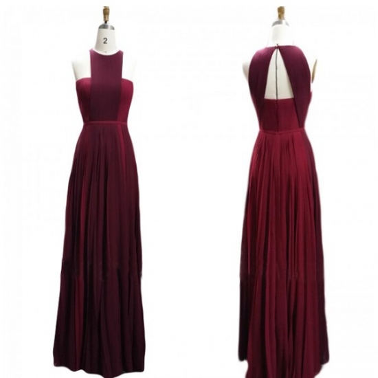 Sexy Long Prom/Evening Dress - Burgundy Halter for Women - Click Image to Close
