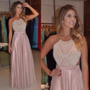 Awesome Floor Length Prom/Evening Dress - Sheer Back Top with Pearls