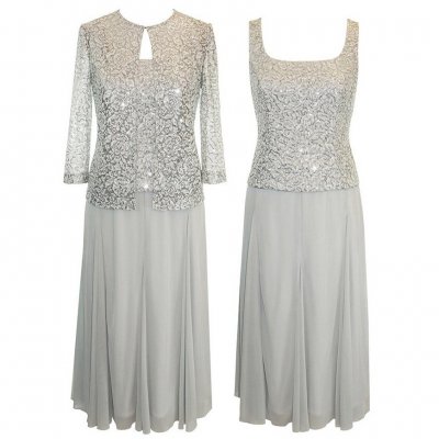 Elegant Square Plus Size Mother of the Bride Dresses with Lace Jacket