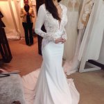 Mermaid Illusion Jewel Long Sleeves Chiffon Wedding Dress with Lace