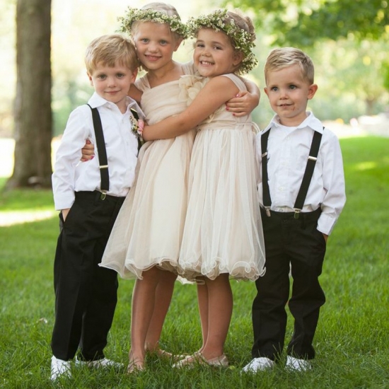 A-Line Square Neck Knee-Length Ivory Tulle Flower Girl Dress with Flower - Click Image to Close