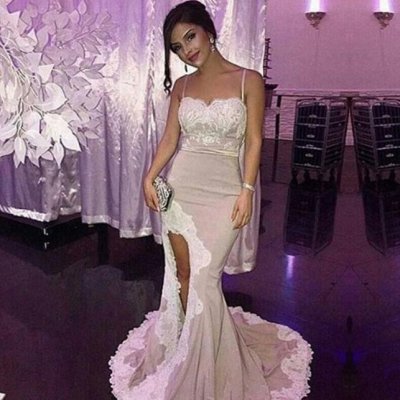 Sexy Spaghetti Straps Long Prom Dress for Women with Split Front