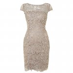 Simple Grey Knee Length Lace Mother of the Bride Dress