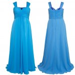 Elegant Straps Floor Length Blue Bridesmaid Dresses Plus Size Gown