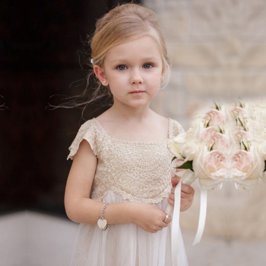 Pretty Empire Cap Sleeves Flower Girl Dresses Baby Gown with Lace - Click Image to Close