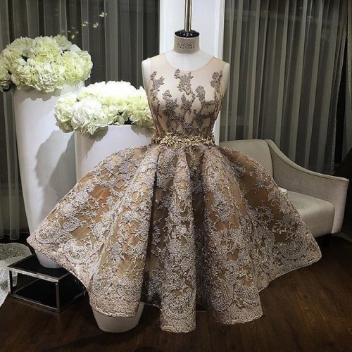 Stunning Jewel Sleeveless Knee-Length Gold Homecoming Dress with Silver Appliques