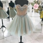 Exquisite Sweetheart Open Back Knee-Length Homecoming Dress with Beading