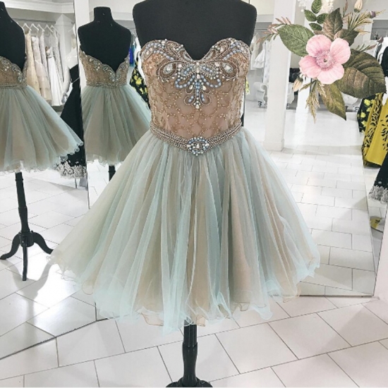 Exquisite Sweetheart Open Back Knee-Length Homecoming Dress with Beading - Click Image to Close