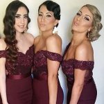 Perfect Burgundy Bridesmaid Dress - Mermaid Off Shoulder Sweep Train with Beading Lace