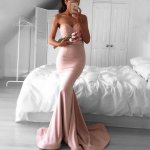 Glamorous Pink Mermaid Prom Dress - Sweetheart Sweep Train with Sash Lace Top