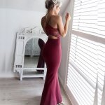 Mermaid Style Long Spaghetti Straps Open Back Prom Dress with Lace Beading