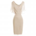 Sheath Scoop Short Sleeves Light Champagne Mother of The Bride Dress with Lace