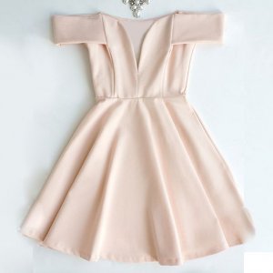 A-Line Off-the-Shoulder Short Pearl Pink Satin Homecoming Cocktail Dress