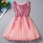 A-Line Bateau Short Pink/Champagne Tulle Flower Girl Dress with Sequins