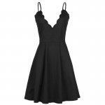 A-Line V-Neck Backless Satin Little Black Dress