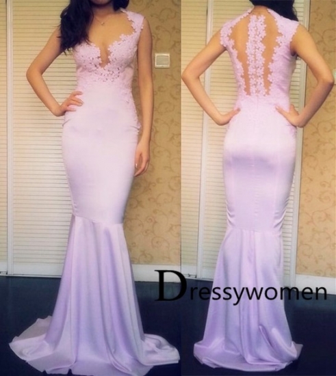 New Arrival Sexy Lavender Mermaid Evening Gown / Prom Dress with Appliques - Click Image to Close