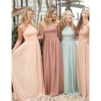 New Arrival Floor Length Halter Bridesmaid Dresses/Wedding Party