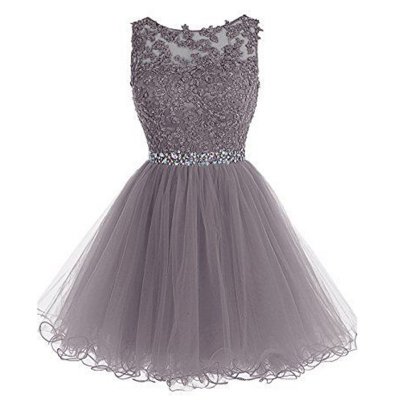 Fabulous Bateau Sleeveless Short Grey Homecoming Dress with Appliques Beading