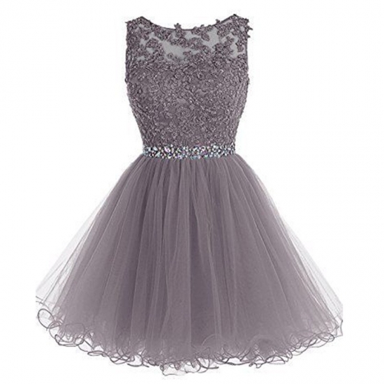 Fabulous Bateau Sleeveless Short Grey Homecoming Dress with Appliques Beading - Click Image to Close