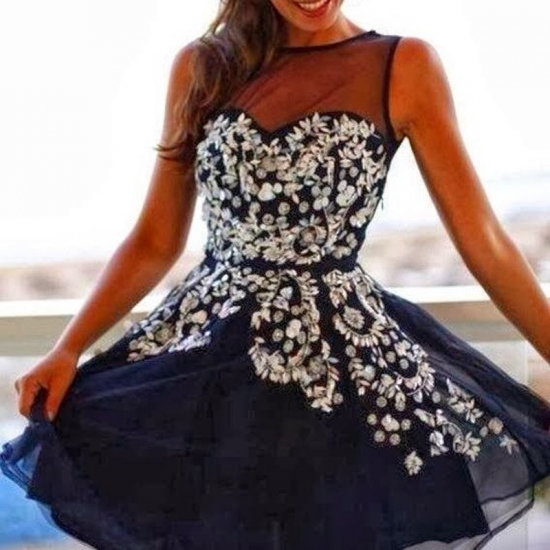 Decent Bateau Sleeveless Knee-Length Organza Homecoming Dress with Beading Key Hole Back - Click Image to Close